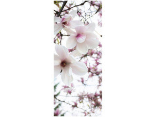 textile banner "magnolia flowers" 75 x 180cm, pink/white, tubular seam top+bottom