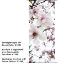 textile banner "magnolia flowers" 75 x 180cm, pink/white, tubular seam top+bottom
