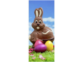 textile banner "chocolate bunny with eggs" 75 x 180cm, brown/multicolored, tubular seam top+bottom