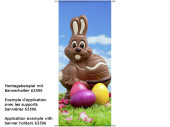 textile banner "chocolate bunny with eggs" 75 x 180cm, brown/multicolored, tubular seam top+bottom