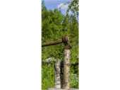 Textilbanner Birkenstamm/Axt 75x180cm, braun/grün...