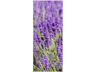 bannière textile "fleurs de lavande" 75x180cm, violet/vert, coutures tubulaires en haut+en bas