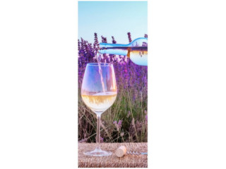Textilbanner Lavend/Weinglas 75x180cm, violett/bunt Schlauchnaht oben+unten