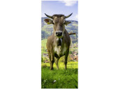 Textilbanner Kuh auf Weide 75x180cm, braun/bunt...