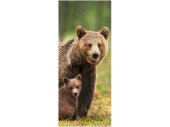 Textilbanner Bär mit Baby 75x180cm, braun/grün...