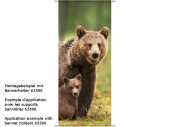 Textilbanner Bär mit Baby 75x180cm, braun/grün Schlauchnaht oben+unten