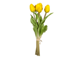 tulip bouquet "Royal" 7 pcs., h 38cm, Ø 20cm, 7 flowers (4 open, 3 closed), yellow