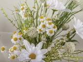 bouquet de fleurs sauvages vert/blanc, h 40cm, Ø 30cm