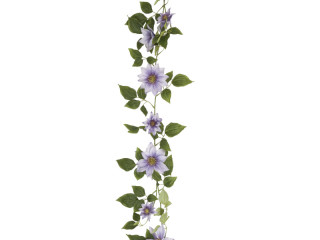 clematis garland, l 135cm, flowers 9 - 14cm, green/lavender