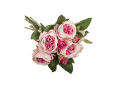 Rosenstrauss englisch rosa L 40cm, Ø 30cm, 6 Blüten Ø 10cm, 4 Knospen Ø 4cm
