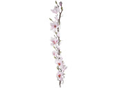 guirlande de magnolia "Queens", l 100cm, p 18cm, blanc/rose, fleurs 6 - 12cm