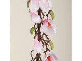 guirlande de magnolia "Queens", l 100cm, p 18cm, blanc/rose, fleurs 6 - 12cm