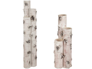 birch vase group of 3, cream/nature, plastic, var. sizes