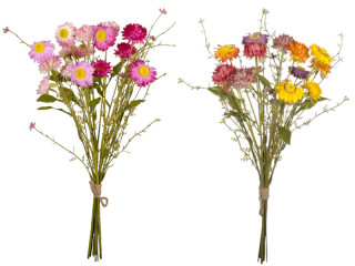 bouquet de fleurs en paille 15 pcs. h 45cm, Ø 25cm, diff. couleurs