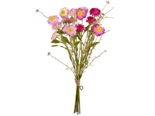 bouquet de fleurs en paille 15 pcs., h 45cm, Ø 25cm, rose