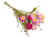 straw flower bouquet 15 pcs., h 45cm, Ø 25cm, pink