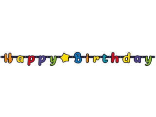 chain "Happy Birthday" cardboard colorful, l 1,5m