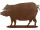pig on plate rust effect, h 50 x w 80cm, metal, base 65 x 22cm