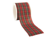 ribbon tartan green-red, with gold thread, 60mm x 25m