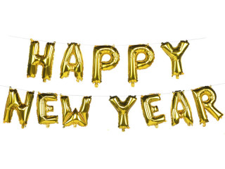 balloon garland "Happy NewYear" gold, foil, approx. 8m long