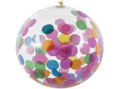 ballons "confetti" 5 pièces Ø 30cm, transparent/coloré, latex