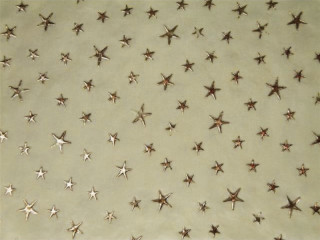 tissu "mer détoiles" l 140cm, étoiles dorées, crème