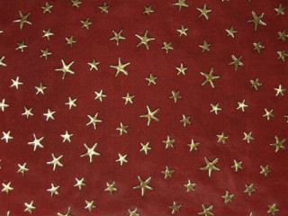 tissu "mer détoiles" l 140cm, étoiles dorées, bordeaux