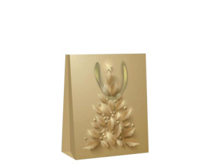 Geschenktasche "Ilex-Blätter", gold-matt, 18 x 10 x H 23cm