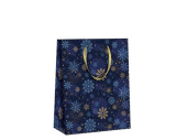 Geschenktasche "Eiskristalle", blau/gold, 18 x...