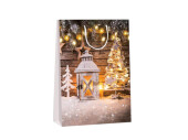 gift bag "lantern/tree", brown/white, 26 x 13 x...