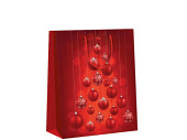 gift bag "red balls", red/silver, 26 x 13 x 32cm