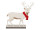 cerf avec écharpe 2D, petit, blanc/rouge, MDF, l 30 x h 35cm, sur plaque de base