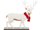 Hirsch mit Schal 2D gross weiss/rot, MDF, B50 x H55 cm...
