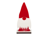 gnome avec chapeau 2D, petit, blanc/rouge, MDF, l14 x h...