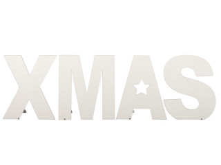 texte "XMAS" 2D, à poser, blanc, MDF, l 100cm, h 30cm
