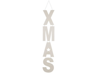 Text "XMAS" 2D, zum Hängen, weiss, MDF, B 24cm, H 130cm