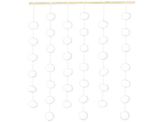 rideau avec 39 boules de neige, blanc, coton, h 70cm, l 90cm, boules Ø 4,5cm
