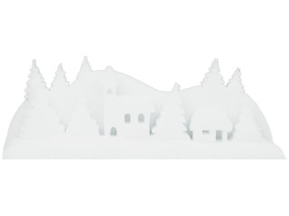 snow village 3D, white cotton wool, w 60 x d 12 x h 21cm, flame retardant