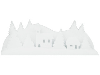 village de neige 3D, coton blanc, l 60 x p 12 x h 21cm, ignifuge