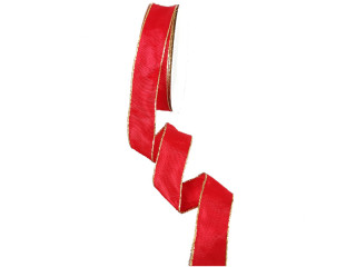 Band "Weihnachts-Basic" mit Goldkante, rot/gold, 25mm x 25m