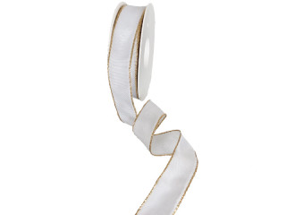 Band "Weihnachts-Basic" mit Goldkante, weiss/gold, 25mm x 25m