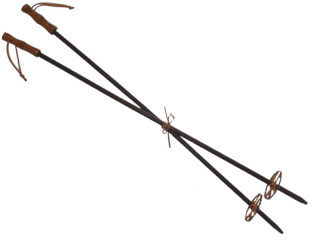 paire de bâtons de ski traditionnels, marron, bois, l 100cm