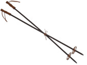 pair of traditional ski poles, brown, wood, l 100cm
