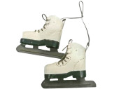 pair of traditional ice skates, metal, cream/black, w 22...