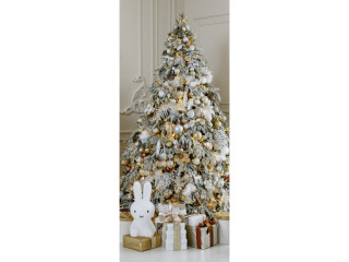 Textilbanner "Tanne/Weihnachts-Feeling" 75x180cm, weiss/bunt, Schlauchnaht oben+unten
