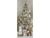 textile banner "fir tree/Christmas feeling" 75x180cm, white/coloured, tubular seam top+bottom