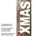 Textilbanner Text XMAS /Holz 75x180cm, braun/weiss...