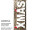 Textilbanner Text XMAS /Holz 75x180cm, braun/weiss Schlauchnaht oben+unten
