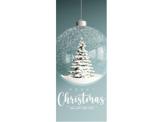 Textilbanner Tanne in Kugel 75x180cm, mint/weiss Schlauchnaht oben+unten