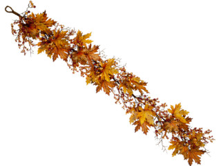 guirlande de feuilles dautomne avec baies, couleurs dautomne, p 30cm, l 150cm